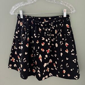 Lush Brand Black Floral Print A-Line Skirt